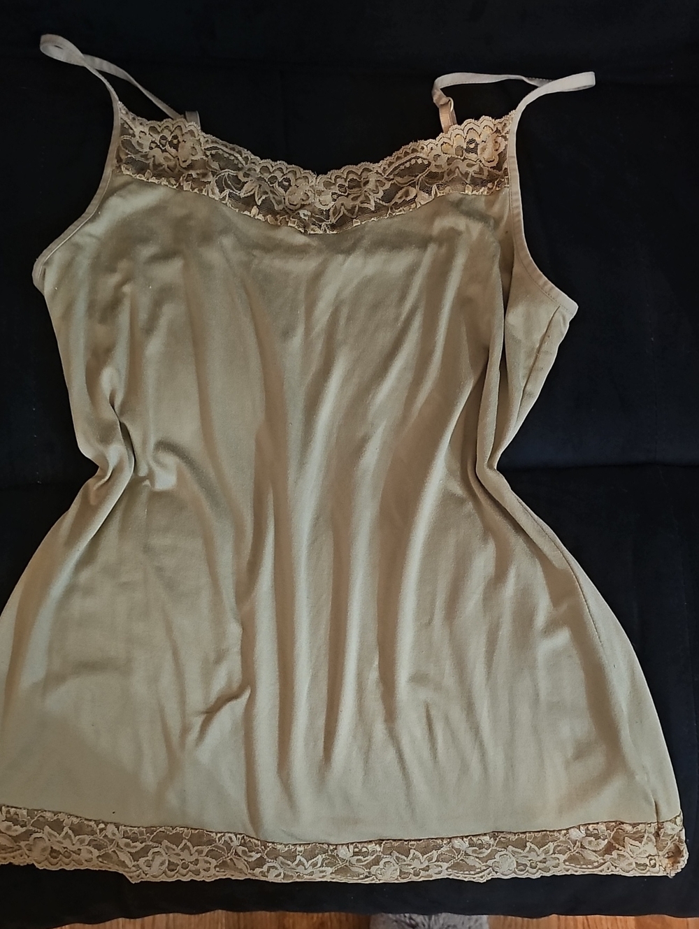 Apt. 9 Luxurious Tan Lace-Trim at neckline and hem Camisole, adjustable straps